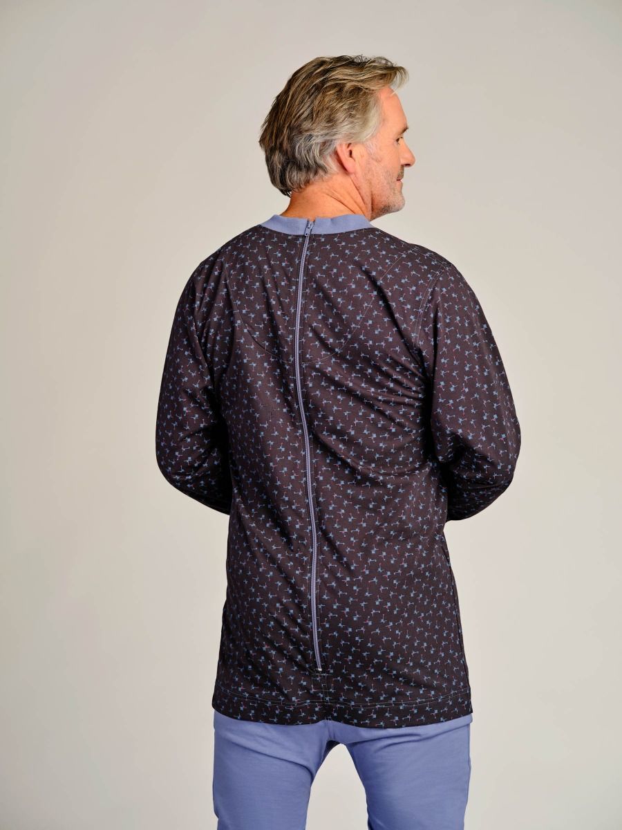 Men's jumpsuit | Crotch zipper | Dementia clothing | Anti-strip |
