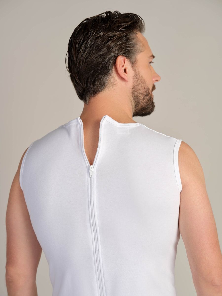 Bodysuit prevents self-undressing | Back zipper closure | Short legs